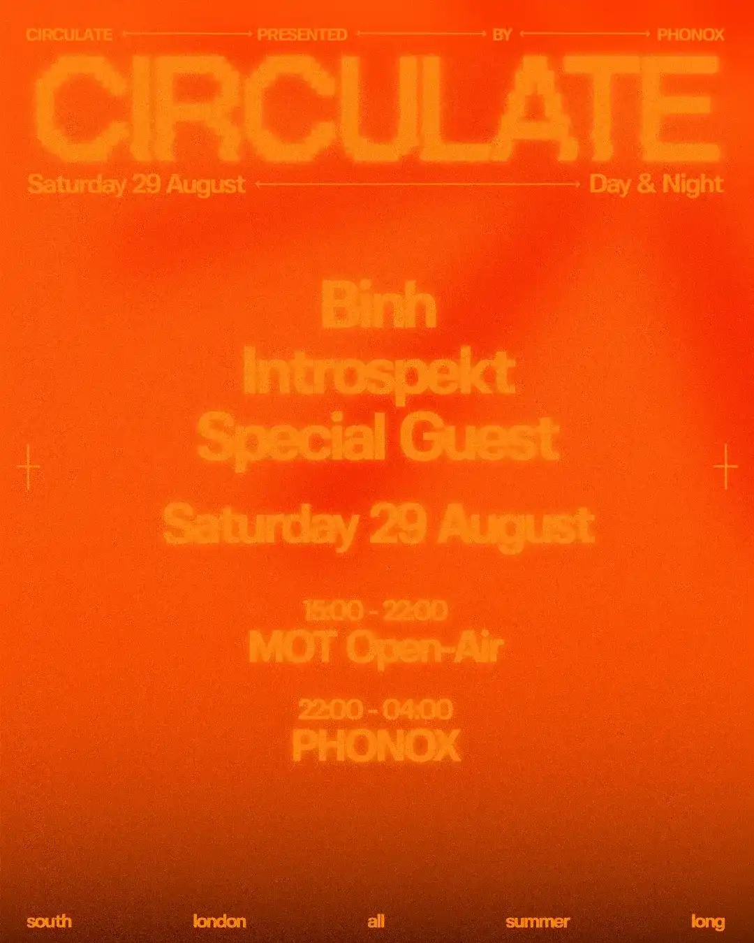 MOT Day Party: CIRCULATE with Introspekt & Josey Rebelle + Phonox Afterparty event poster