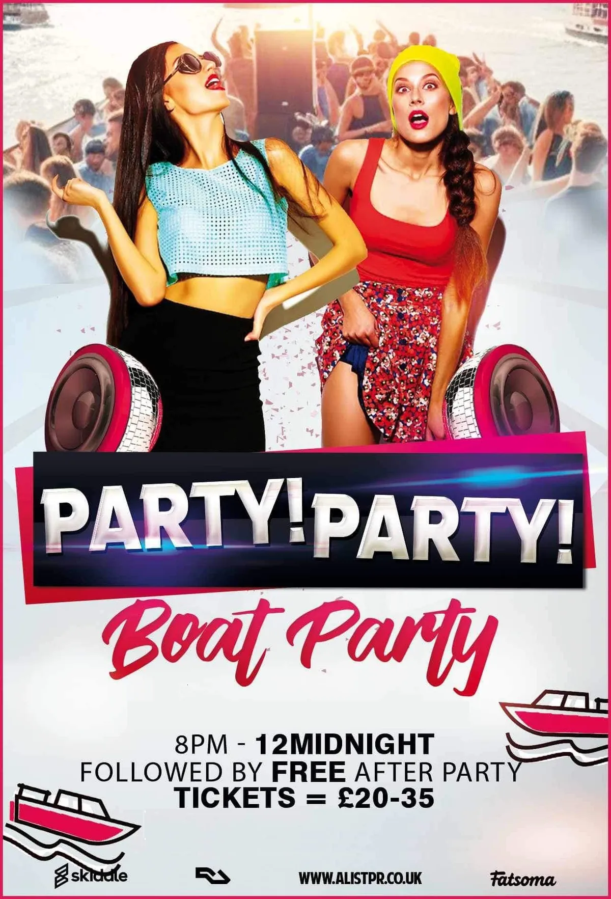 Party! Party! Boat Party and free after party event poster