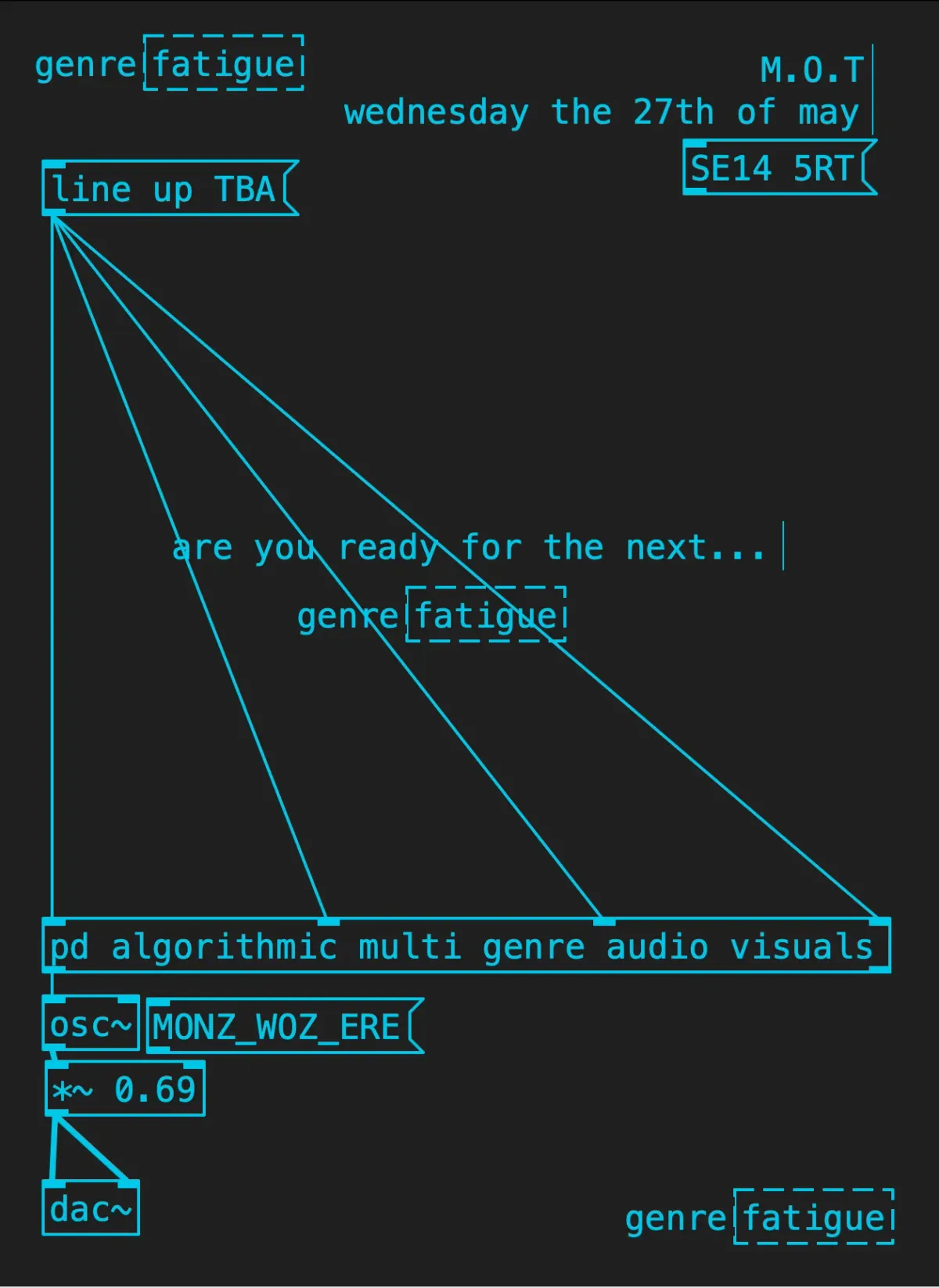 genre[fatigue] event poster