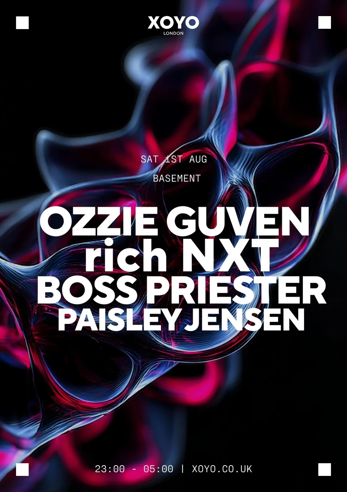 Ozzie Guven, Rich NXT, Boss Priester & Paisley Jensen event poster