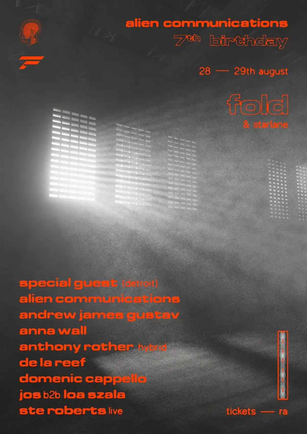 Alien Communications 7th Birthday event poster