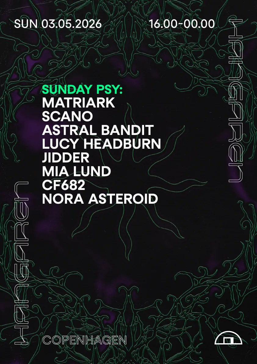 Sunday Psy: Matriark, Scano, Astral Bandit, Lucy Headburn, Jidder event poster