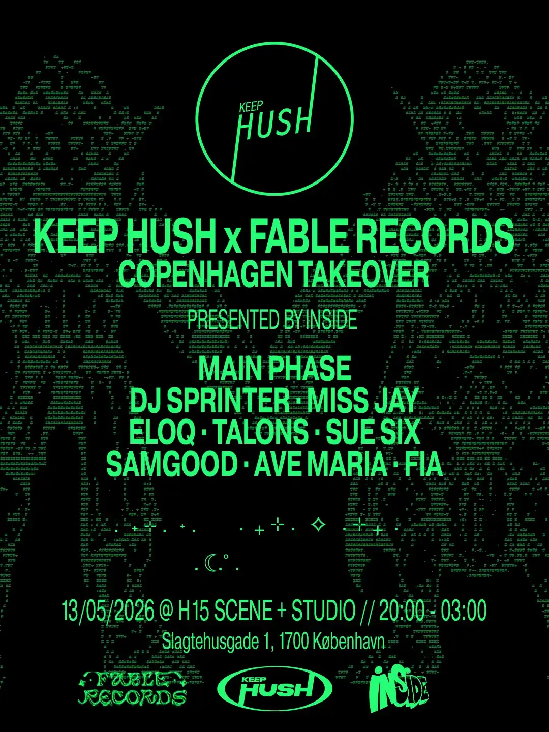 Keep Hush x Fable Records event poster