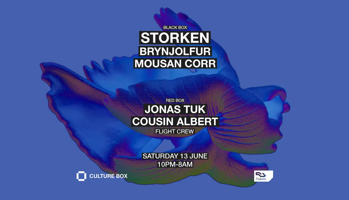 Storken / Brynjolfur / Mousan Corr / Flight Crew: Jonas Tuk / Cousin Albert event poster