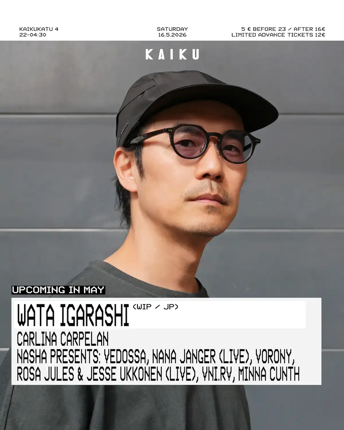 Kaiku presents: Wata Igarashi (JP) event poster