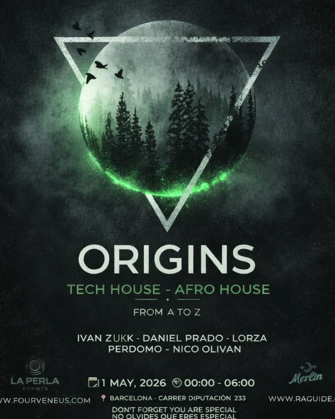 ORIGINS - MERLIN CLUB event poster