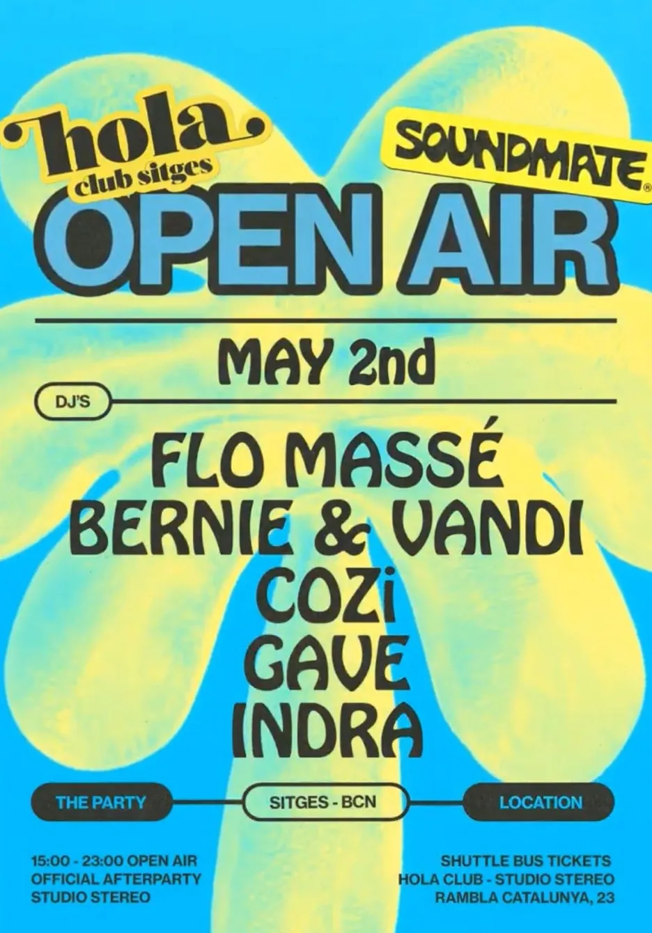 SOUNDMATE x HOLA CLUB / Open Air 10H Beach party event poster