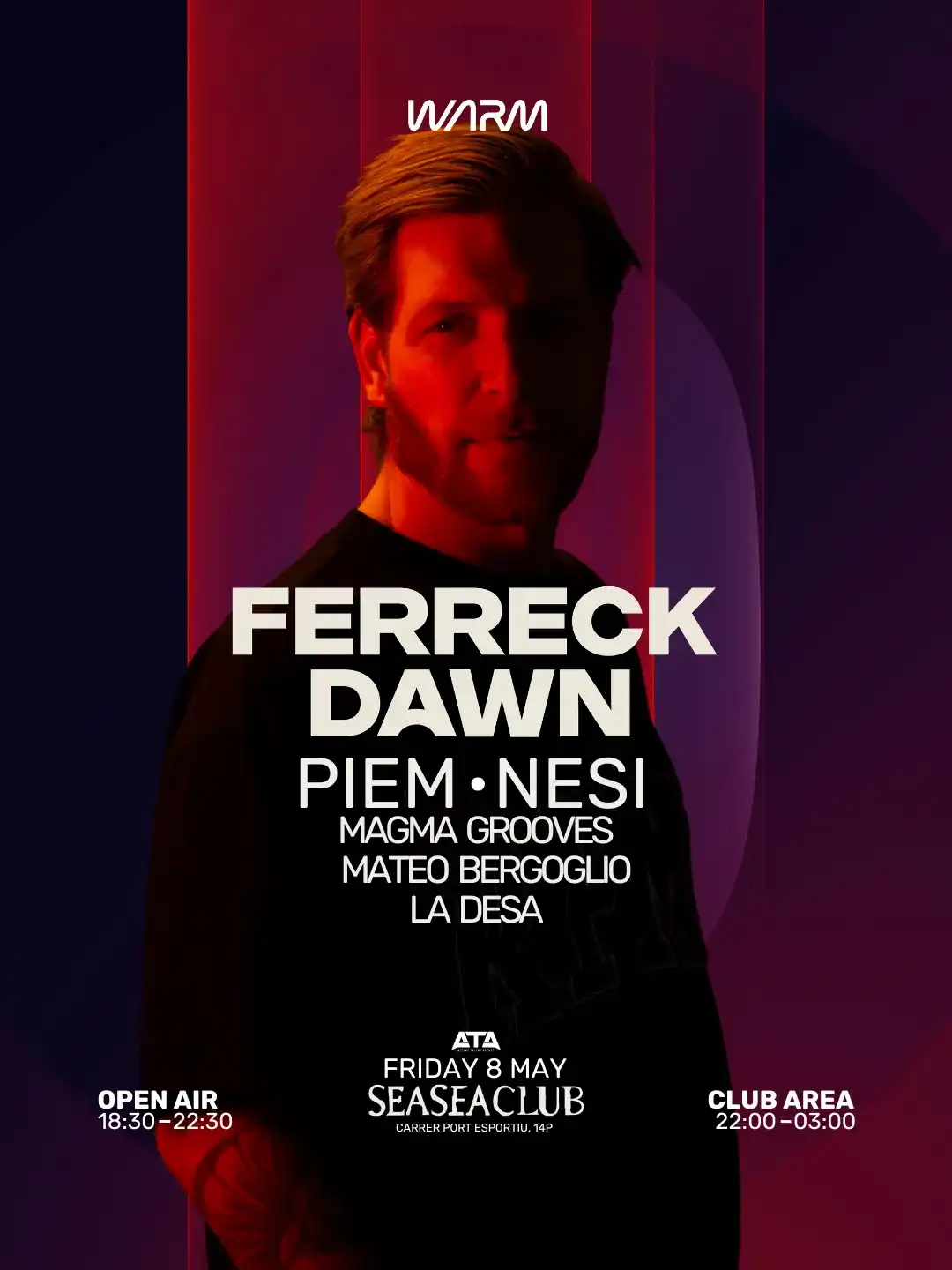 WARM pres Ferreck Dawn event poster