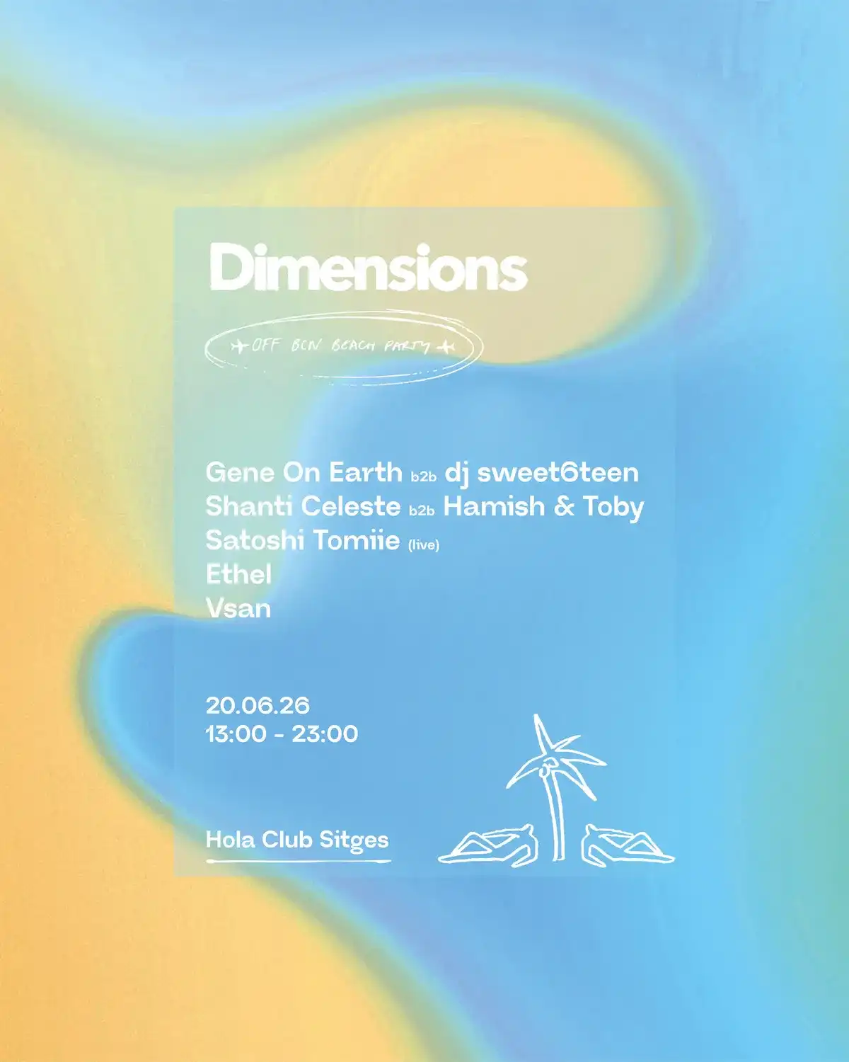 Dimensions OFF BCN Beach Party event poster