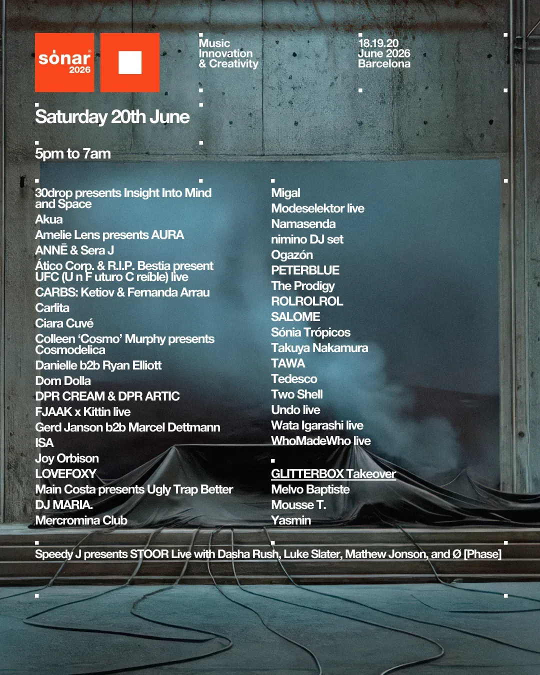 Sónar 2026 - Saturday event poster