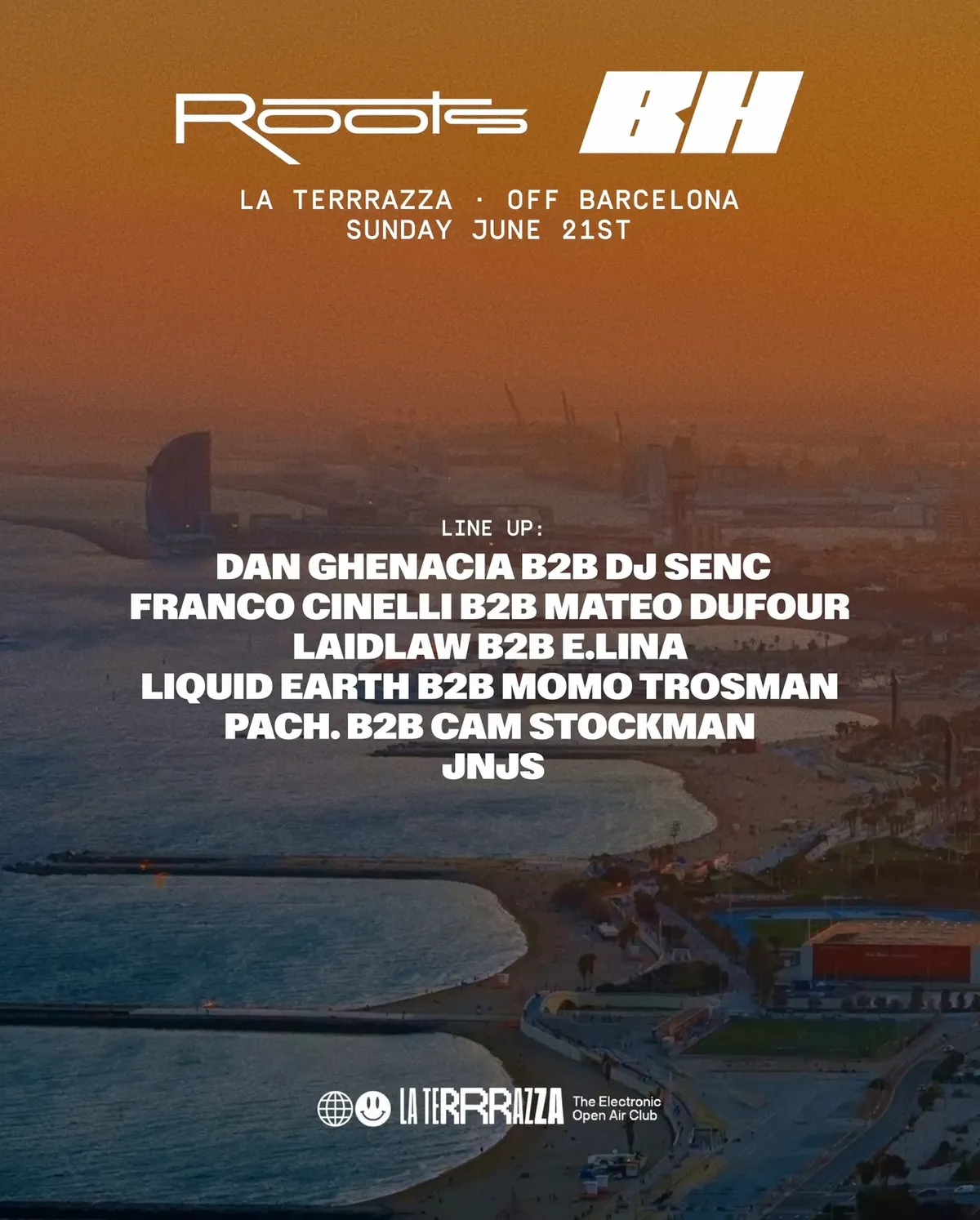 ROOTS X BLACKHOLE - OFF BCN - La Terrrazza CLOSING event poster