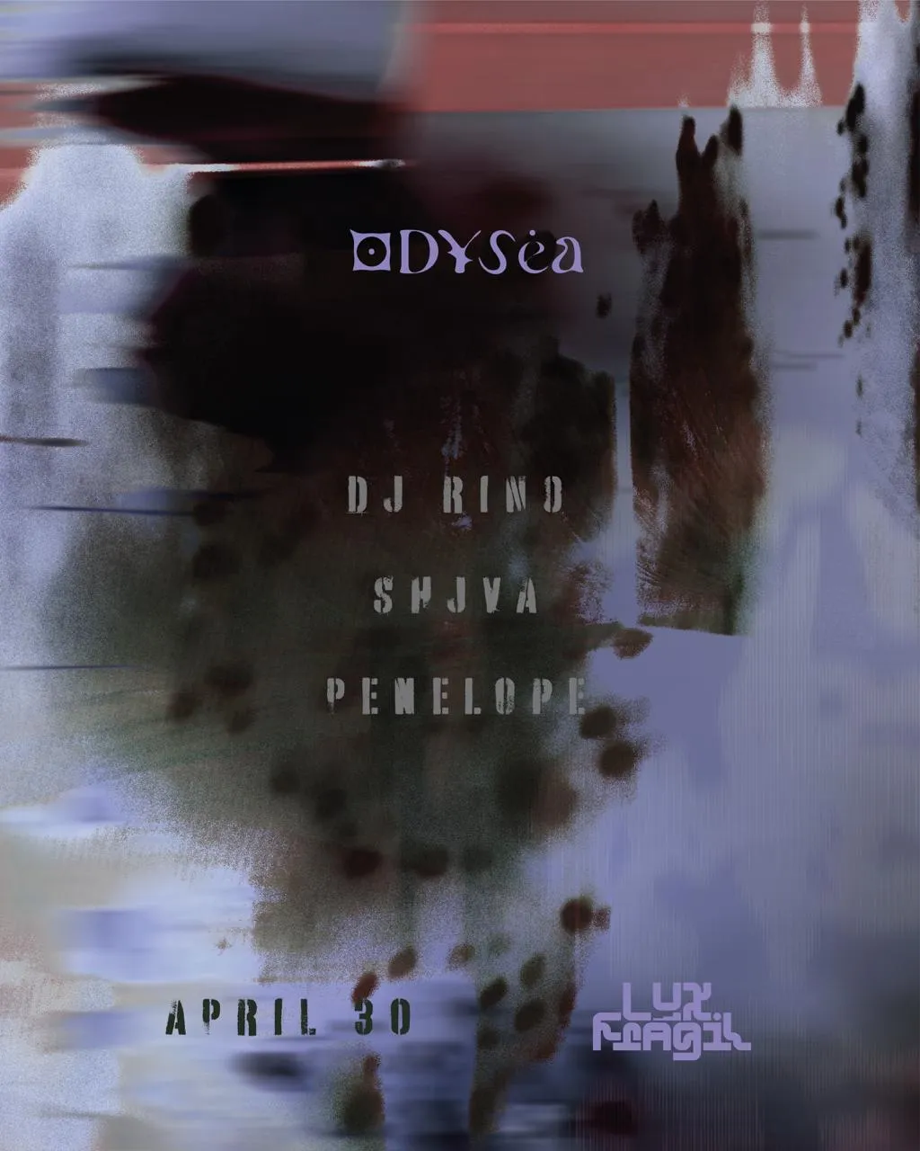 oDYSea: DJ Rino, Penelope, Shjva; Puke & Peas, NVNO event poster