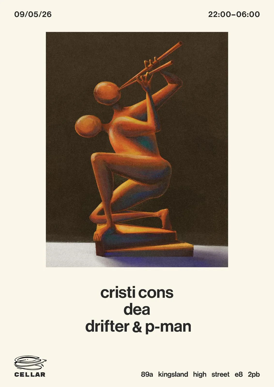Cellar *launch party with Cristi Cons & Dea event poster