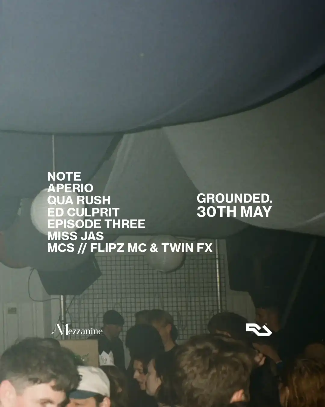 grounded. 015 w// Note (liquid dnb) event poster