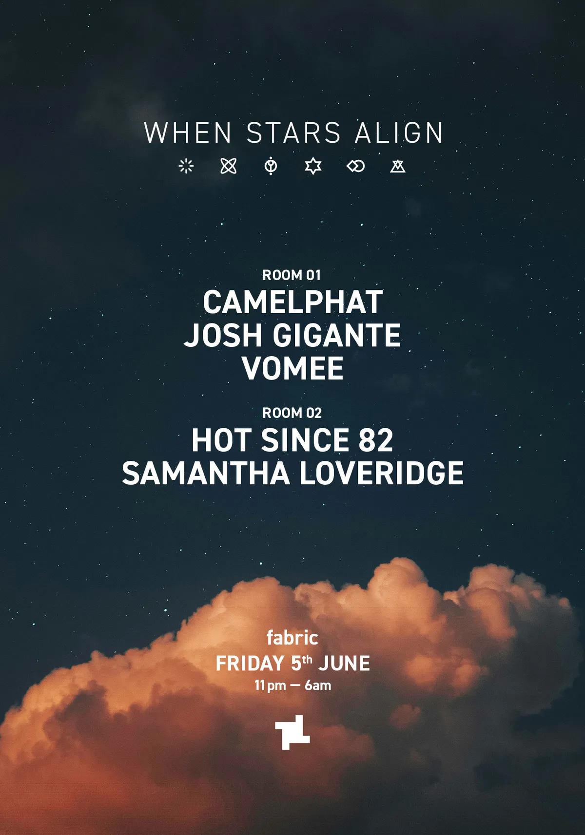 CamelPhat, Hot Since 82, Josh Gigante, Vomee, Samantha Loveridge event poster