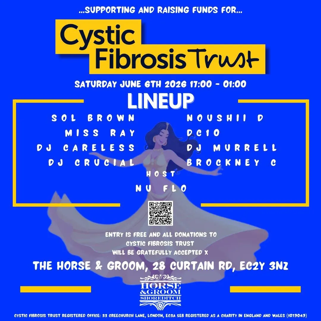 free Cystic Fibrosis fundraiser event with Sol Brown event poster