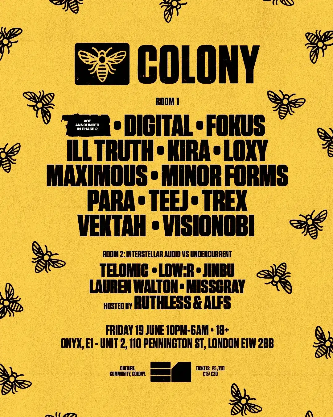 Colony: Digital, Loxy, Vektah, Kira, Trex, Visionobi event poster