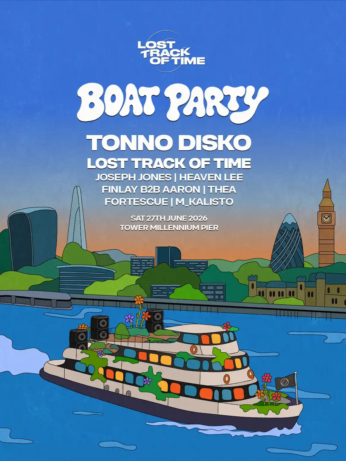 Lost Track of Time Boat Party event poster