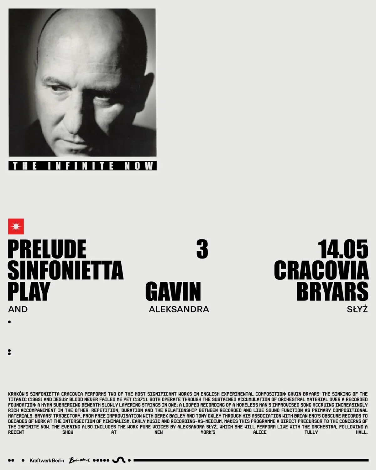 Prelude 3 - Sinfonietta Cracovia plays Gavin Bryars and Aleksandra Słyż event poster