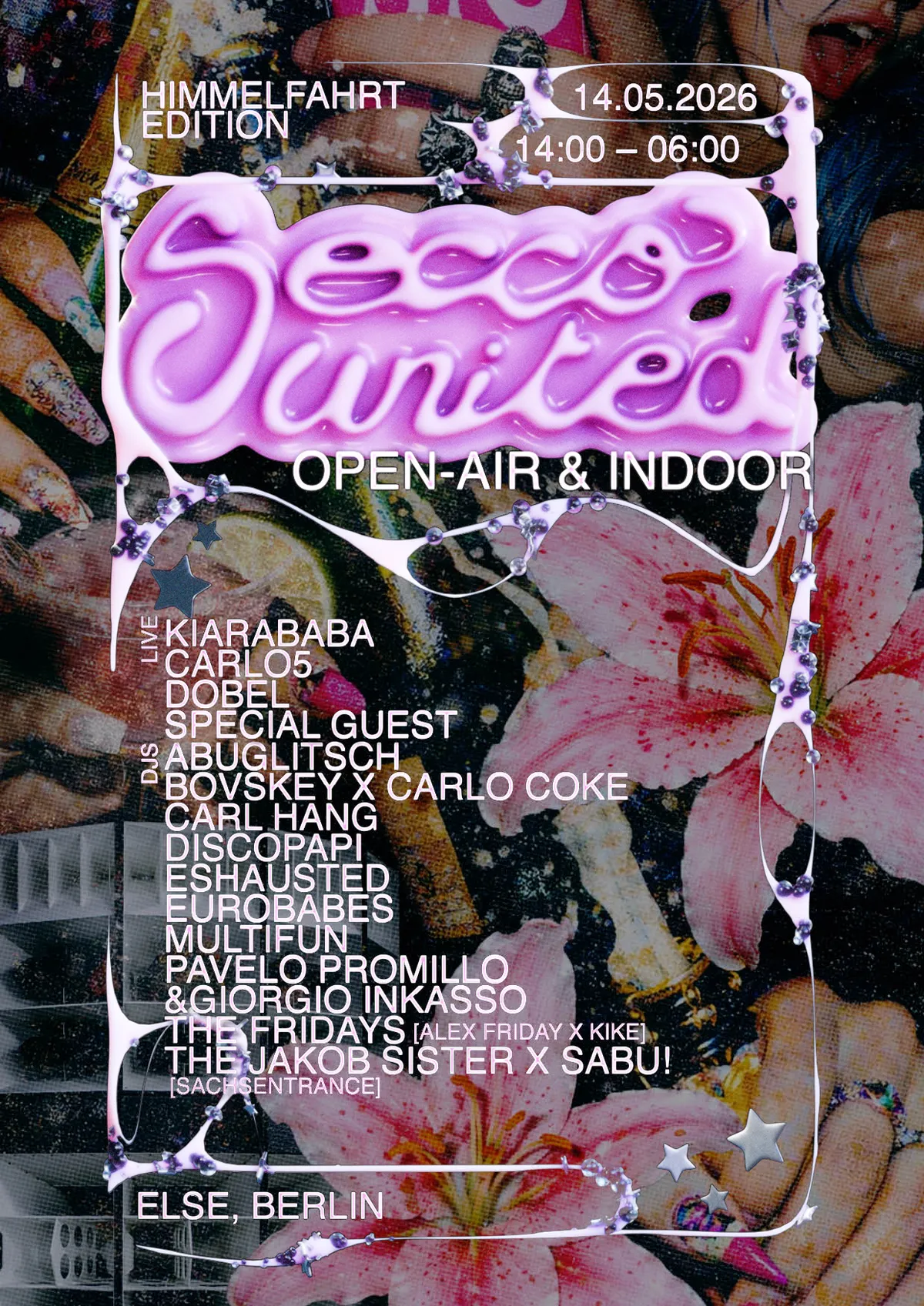 SECCO UNITED Open Air & Indoor: KIARABABA, Carlo5, Dobel, AbuGlitsch, uvm event poster