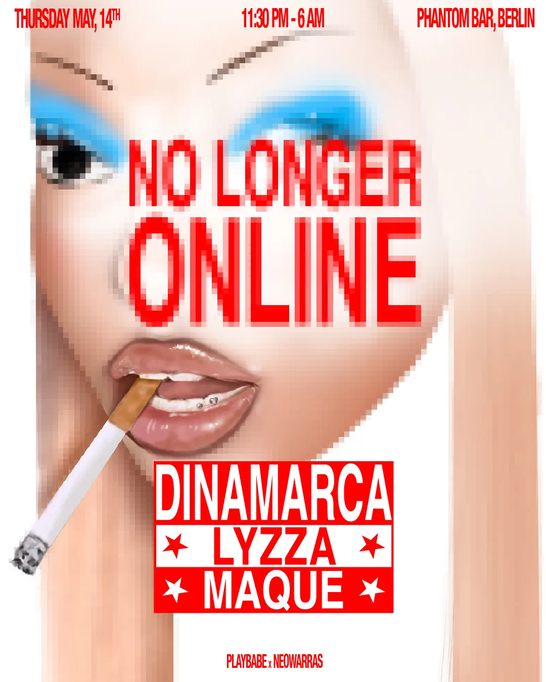 NO LONGER ONLINE with Dinamarca, LYZZA, Maque Pereyra event poster