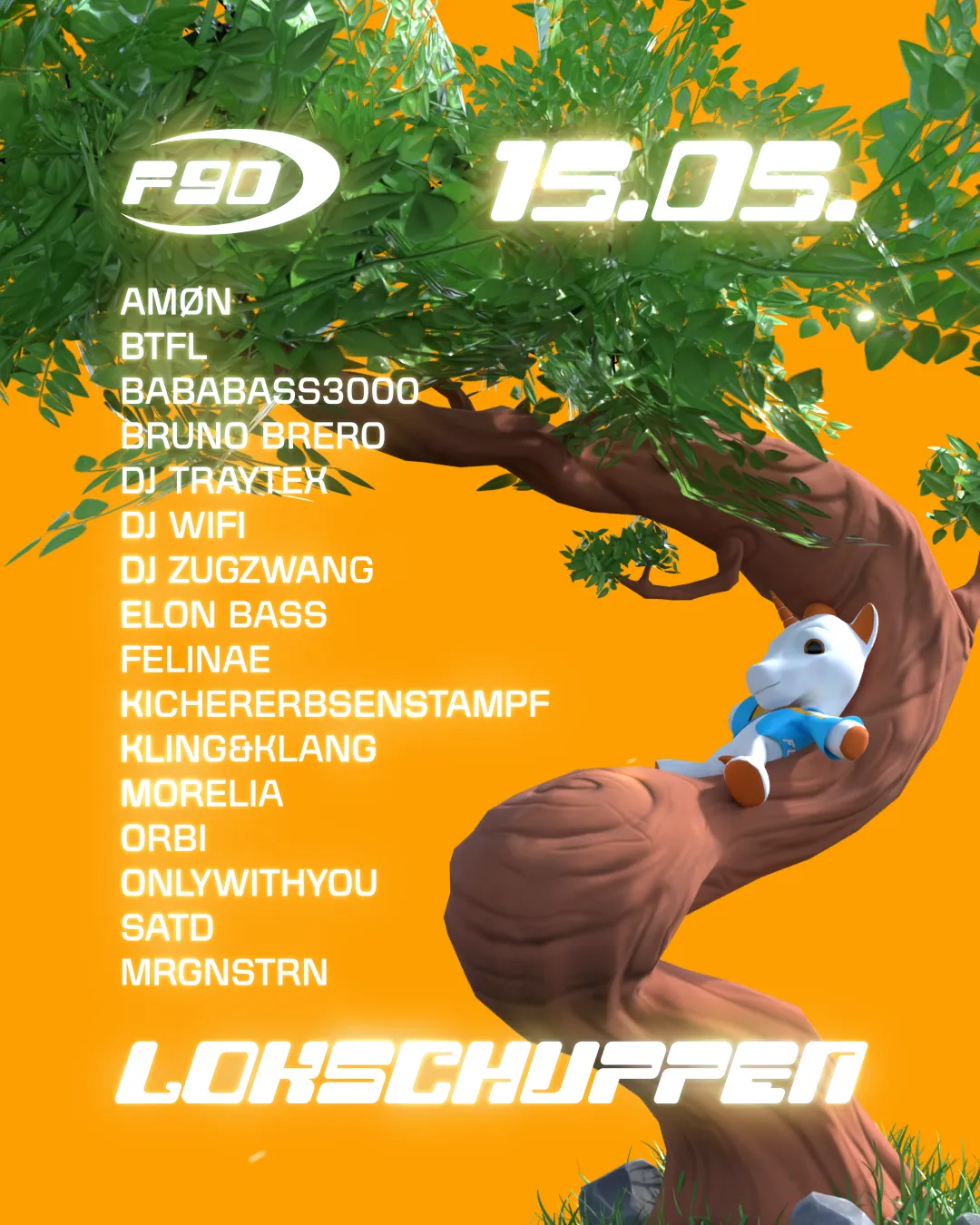 F90 w/ Orbi / KLING&KLANG / DJ Traytex / MRGNSTRN / Elon Bass / Amøn event poster