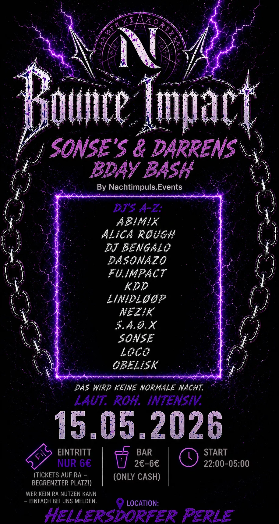 Sonse´s & Darrens Bday Bash Bounce Impact by Nachtimpuls event poster