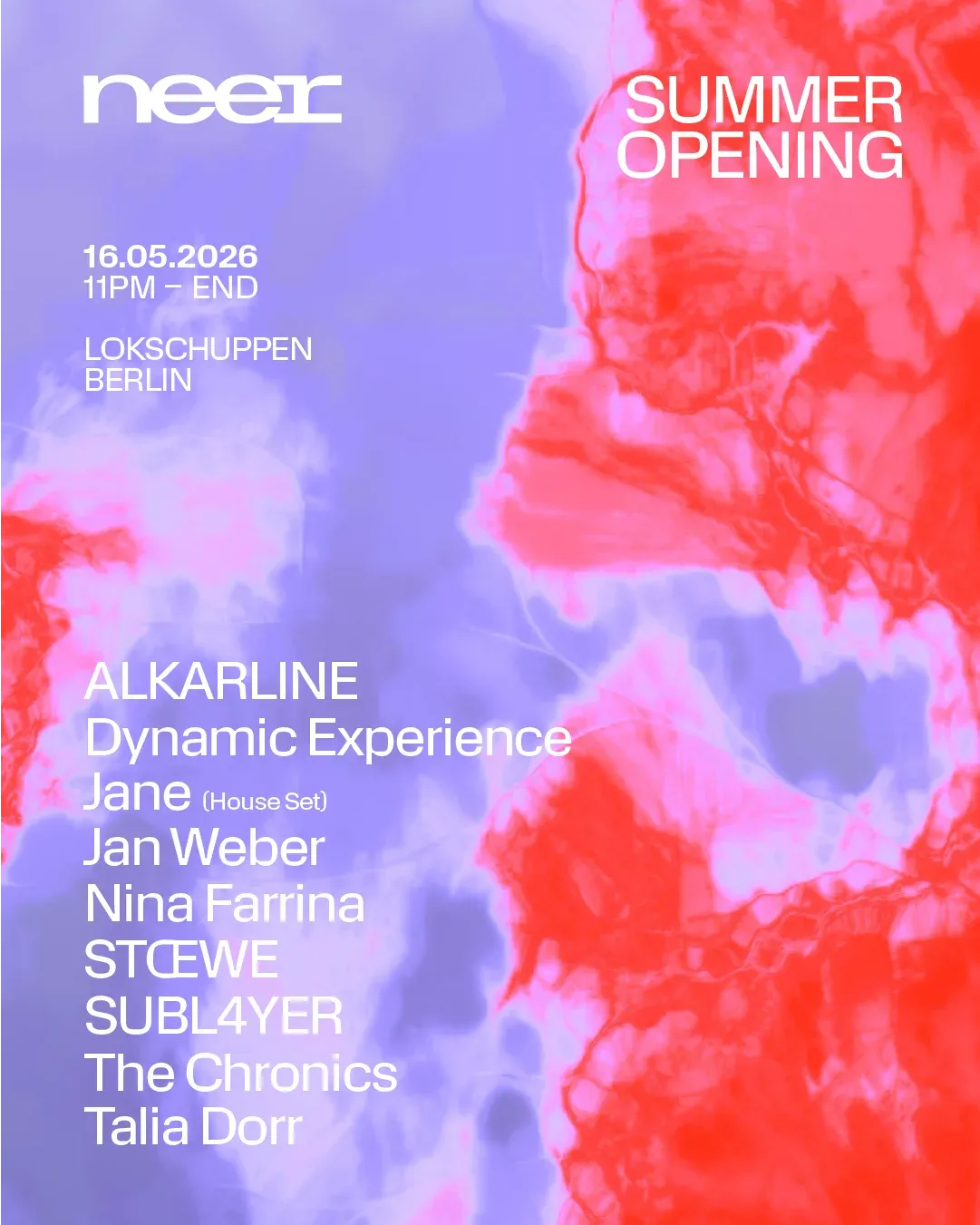 NEER Summer Opening & Ambient Arrival event poster
