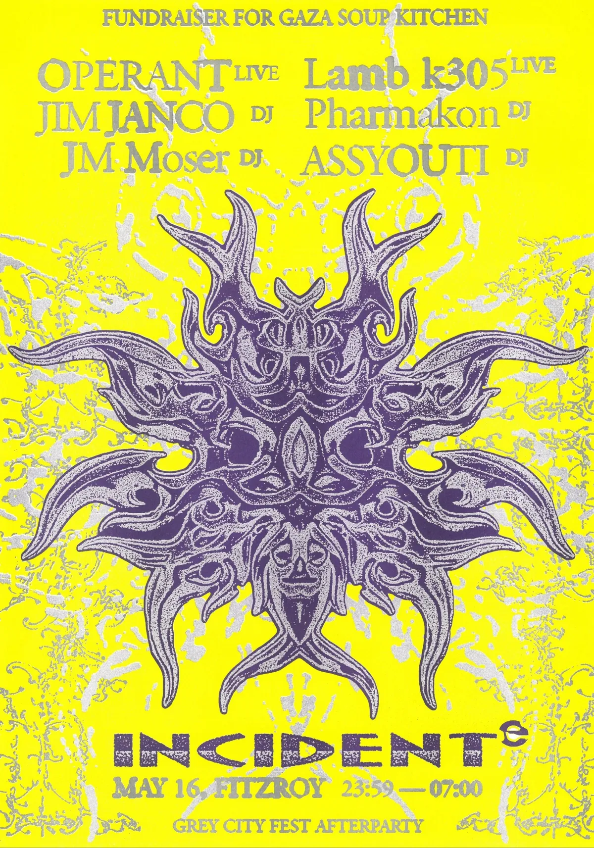 INCIDENT E // Gaza Soup Kitchen fundraiser event poster