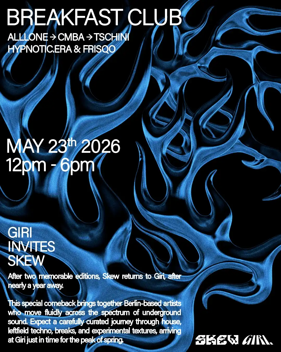 Breakfast Club x Skew event poster