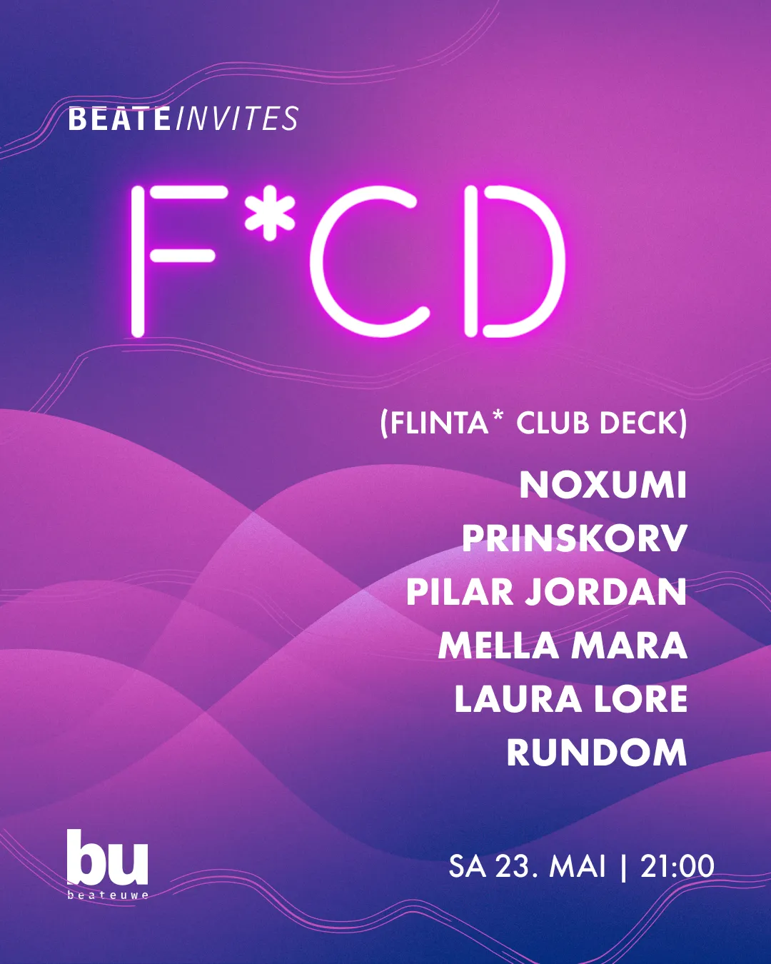 Beate Invites /// FLINTA* CLUB DECK event poster