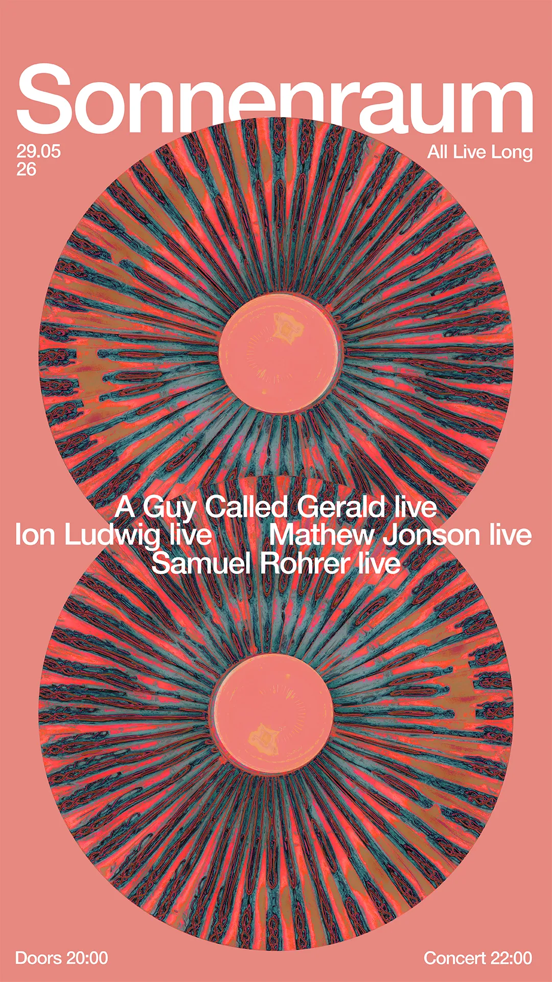 All Live Long: Mathew Jonson, Guy Called Gerald, Ion Ludwig, Samuel Rohrer event poster