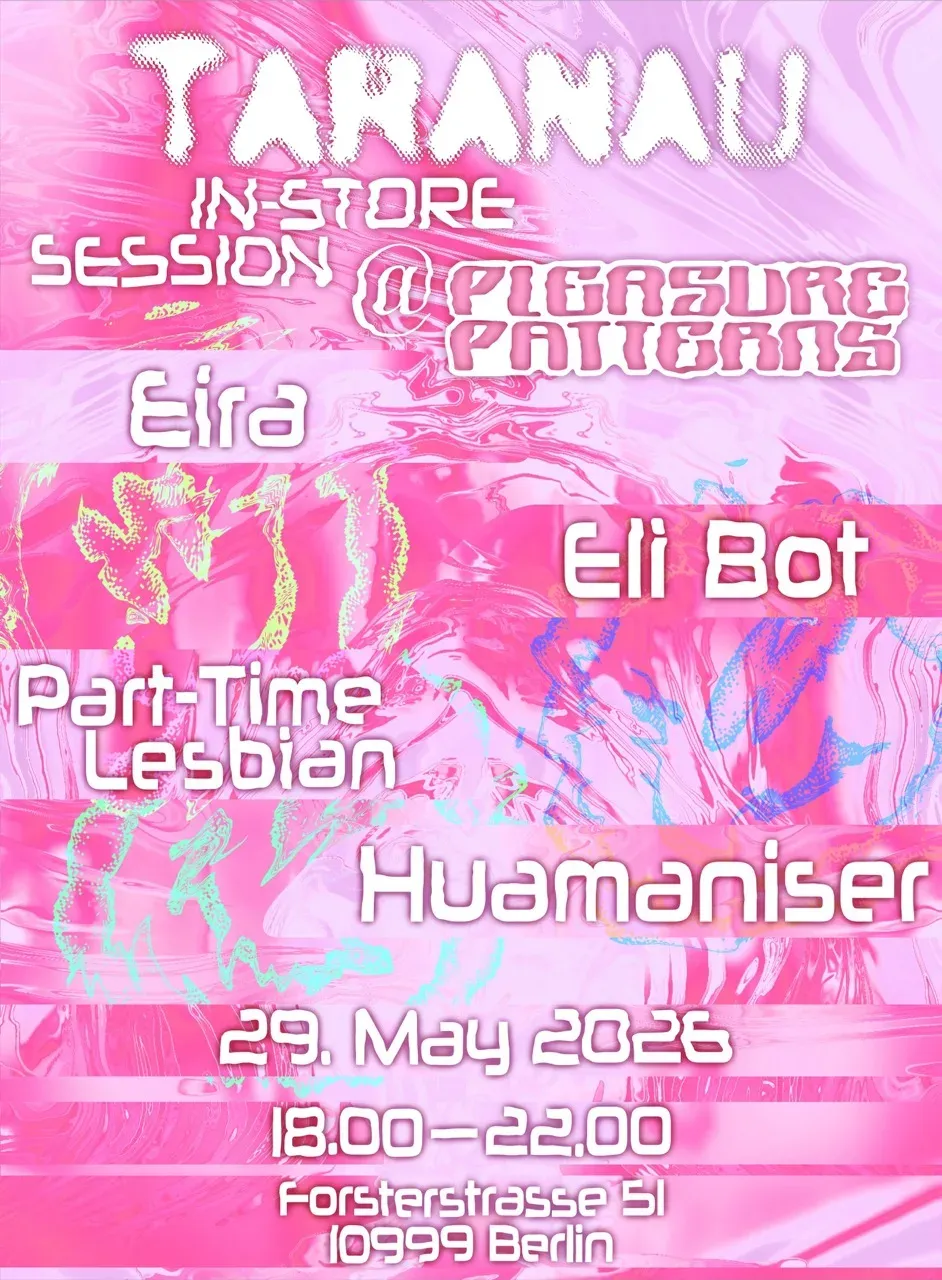 Taranau in-store session at Pleasure Patterns event poster