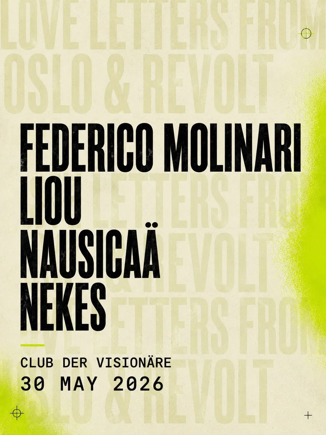 Love Letters From Oslo & Revolt event poster