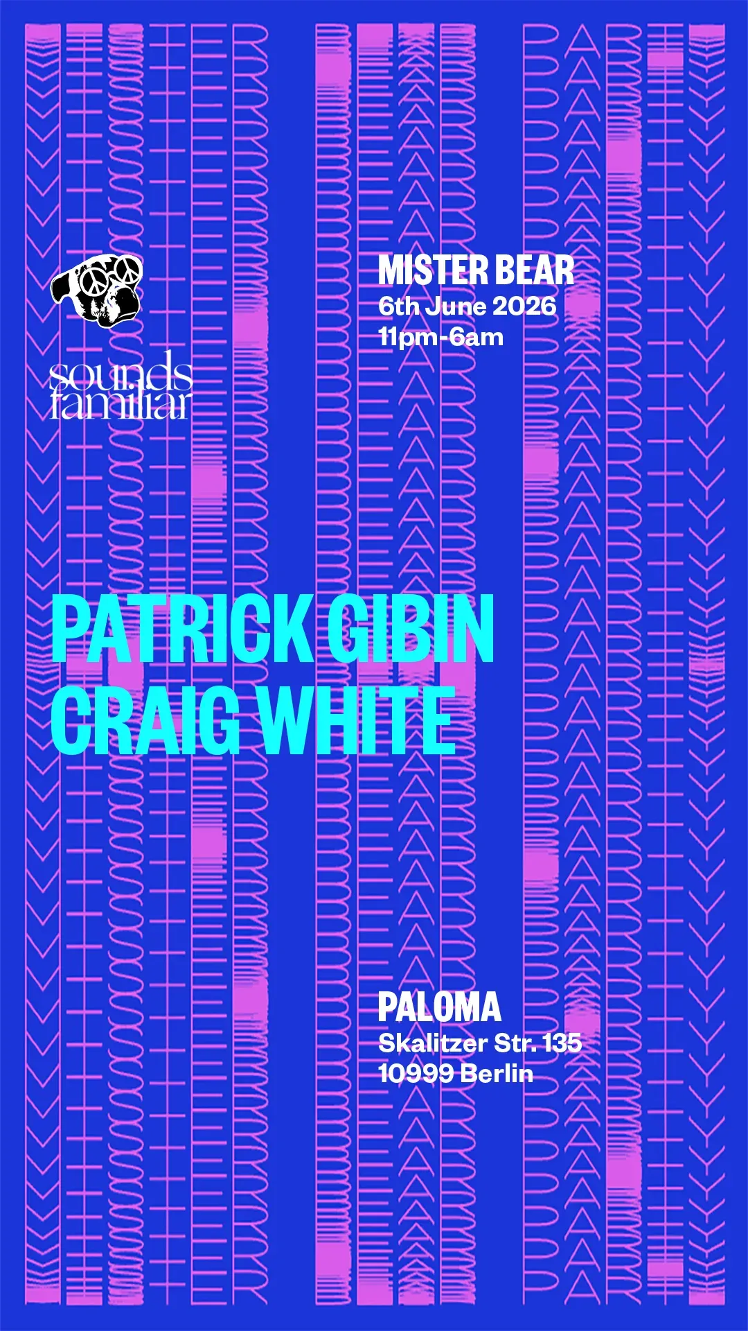Mister Bear: Patrick Gibin, Craig White event poster