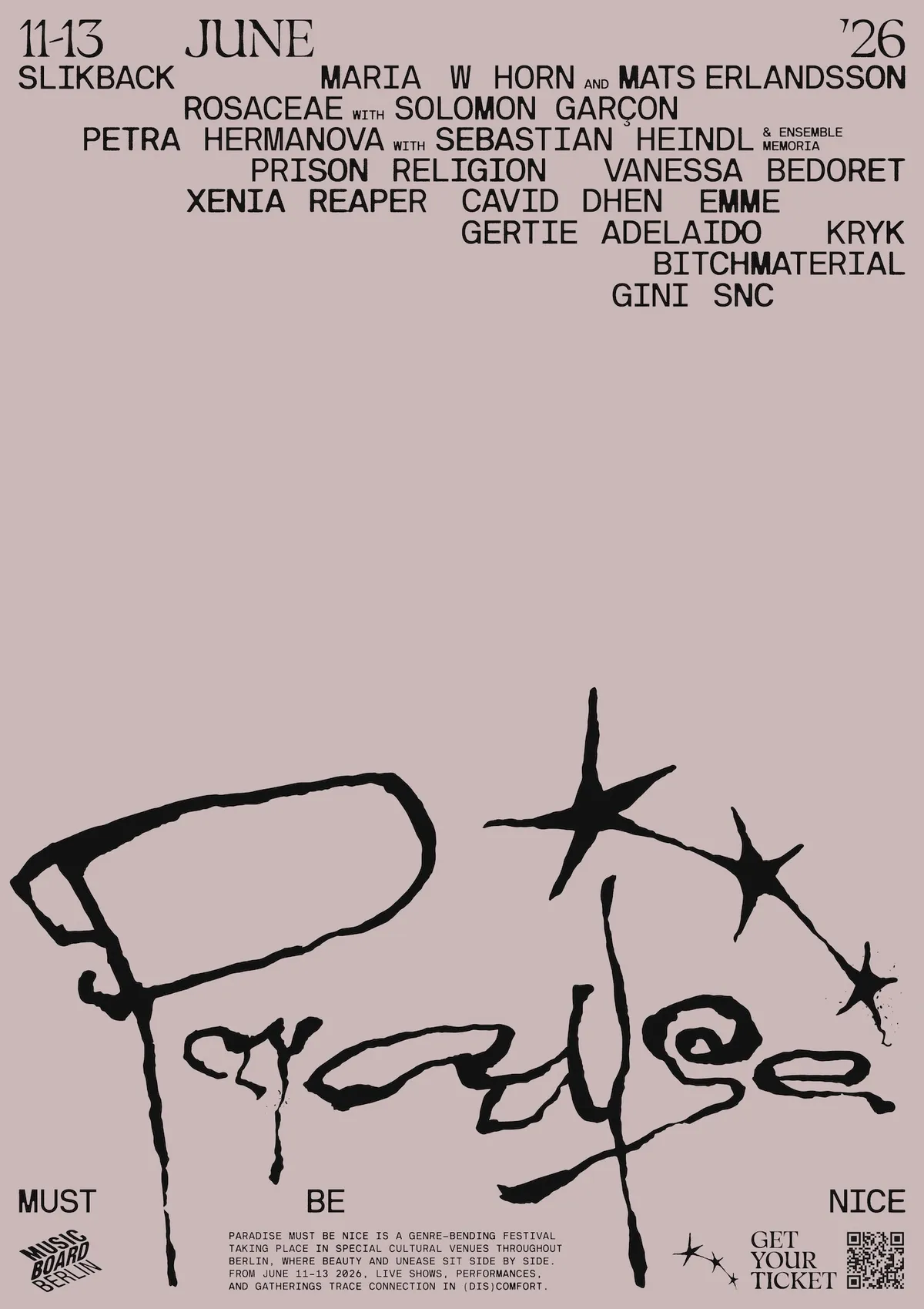 Paradise Must Be Nice with Slikback, Xenia Reaper, Prison Religion, Emme event poster
