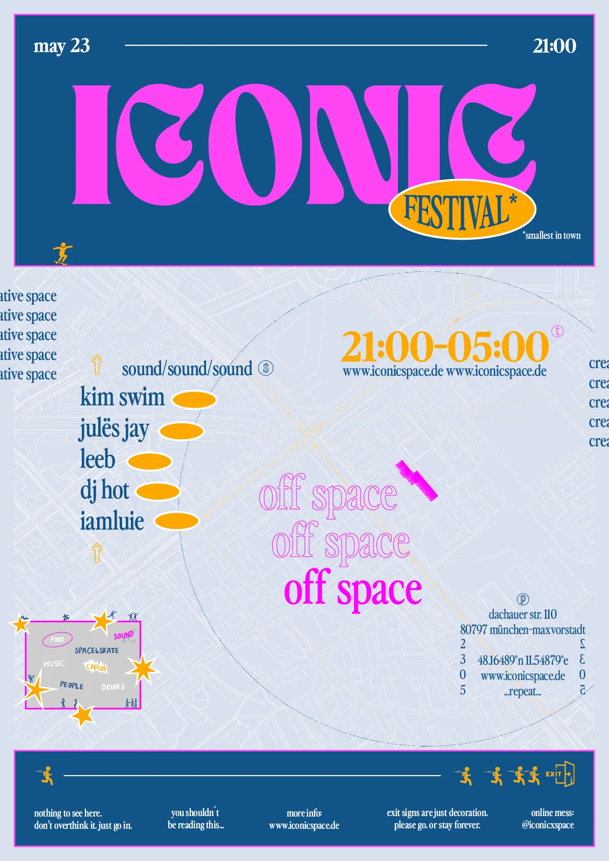 ICONIC smallest festival in town with KIM SWIM, julës jay, LEEB, DJ HOT, iamluie event poster