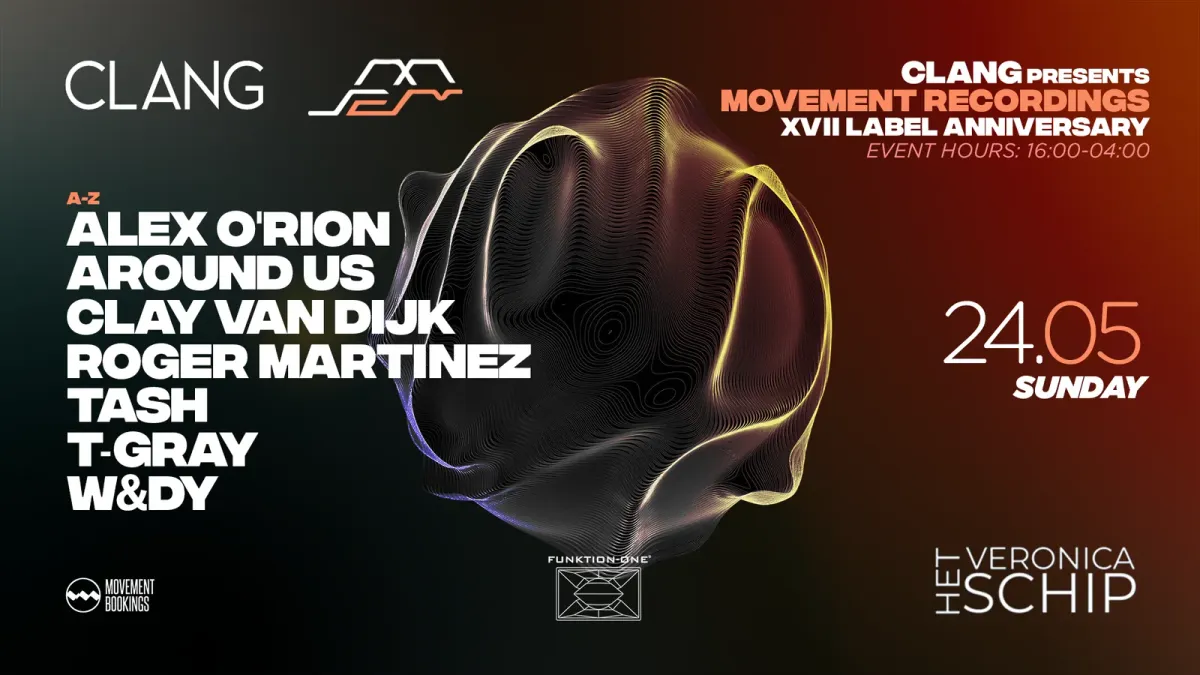 CLANG pres MOVEMENT RECORDINGS XVII Anniversary event poster