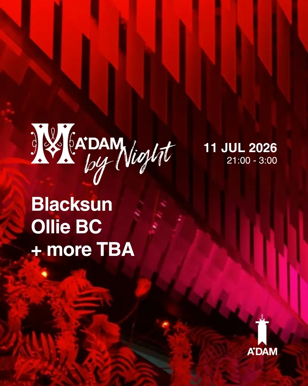 Madam by Night invites: EDEN event poster