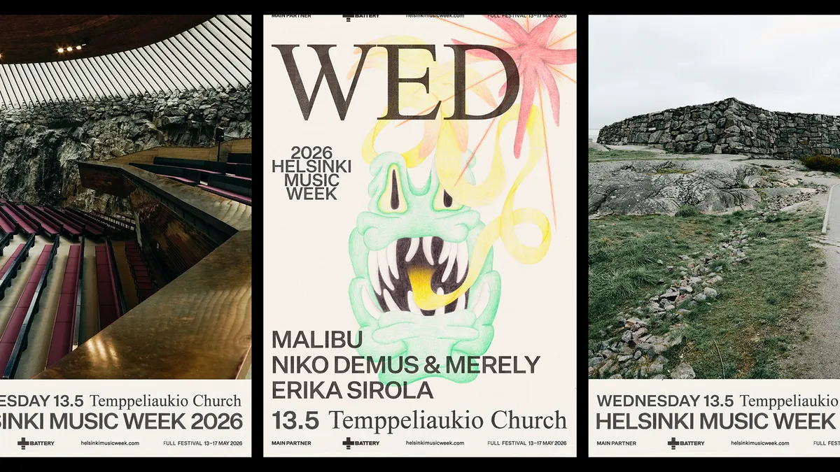 Helsinki Music Week 2026 – Malibu, Niko Demus & merely, Erika Sirola event poster