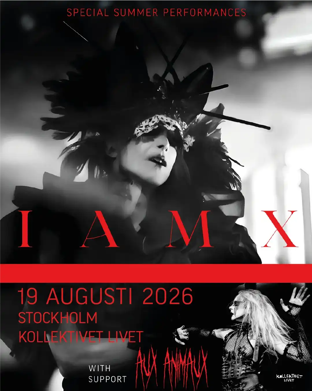 IAMX + Aux Animaux event poster