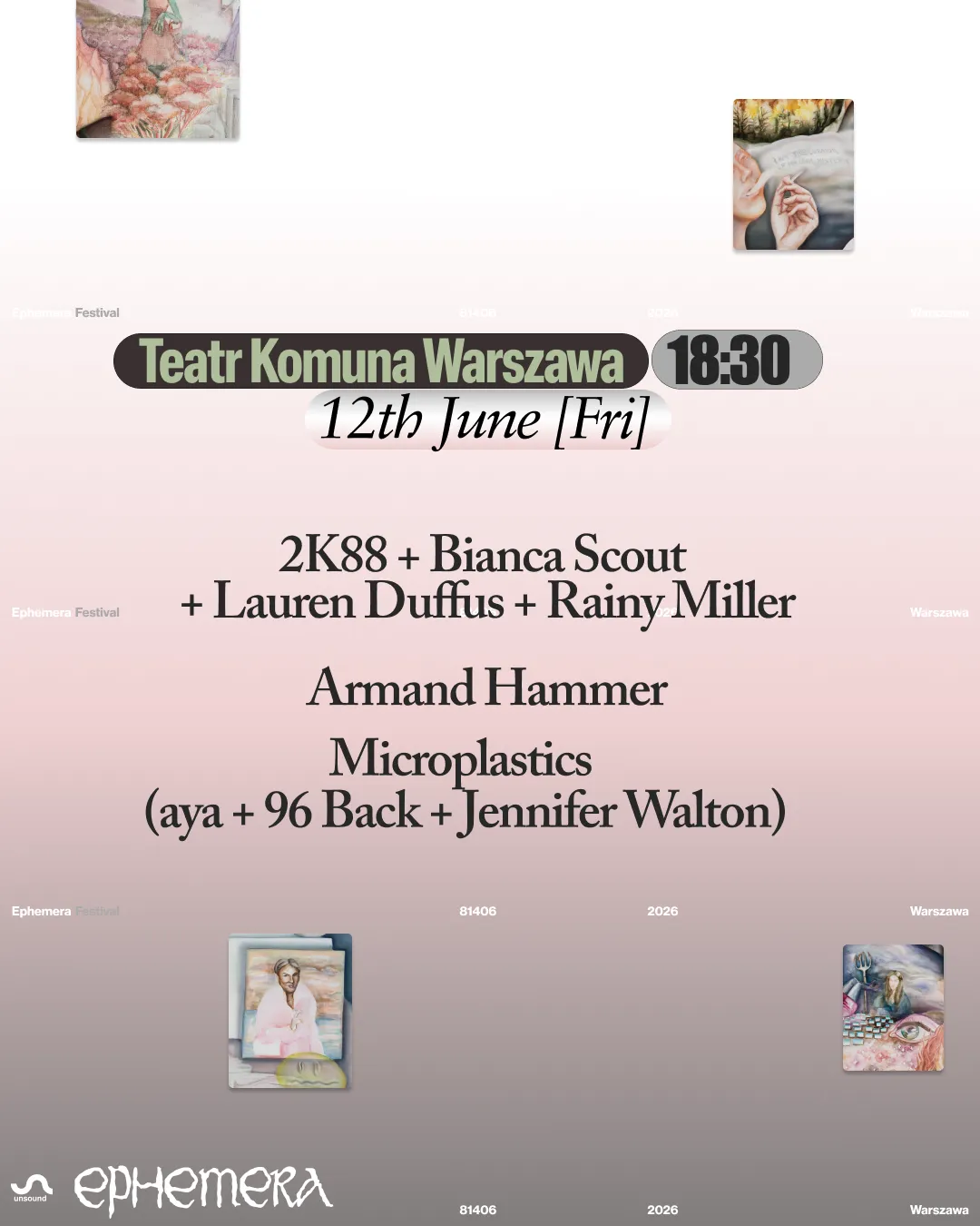 Ephemera Festival 2026: Armand Hammer/2K88 & Rainy Miller & Bianca Scout & Lauren Duffus + more event poster