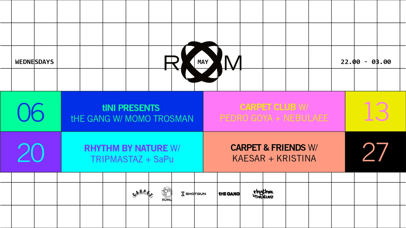 ROOM: Carpet & Friends with Kaesar, Kristina event poster