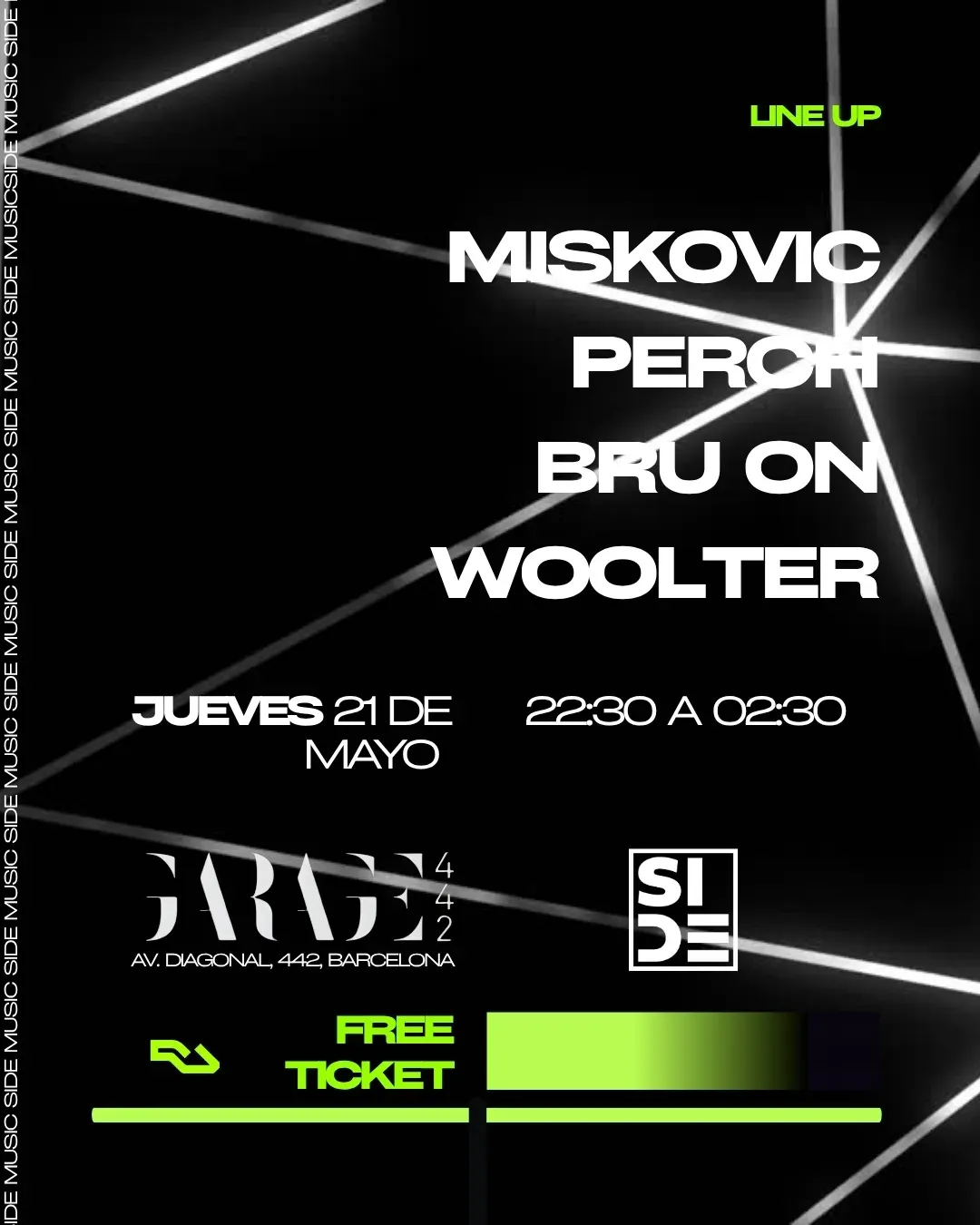 SIDE MUSIC BCN x Garage 442 event poster