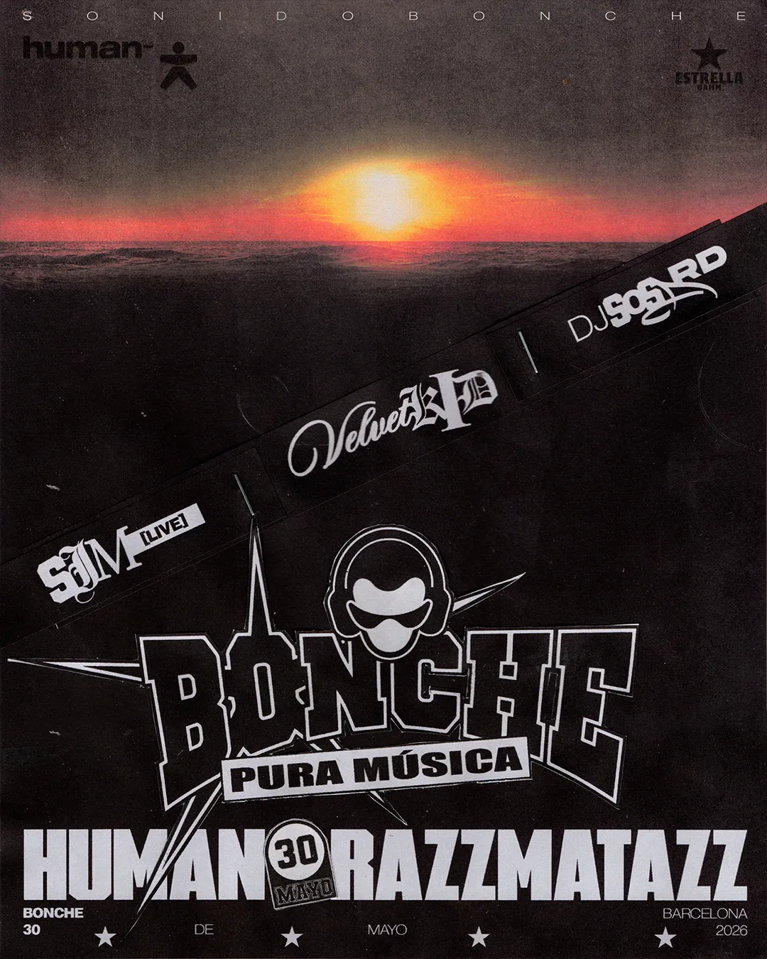 Bonche: SIM (live), DJ SOSA RD, Velvet Kid event poster