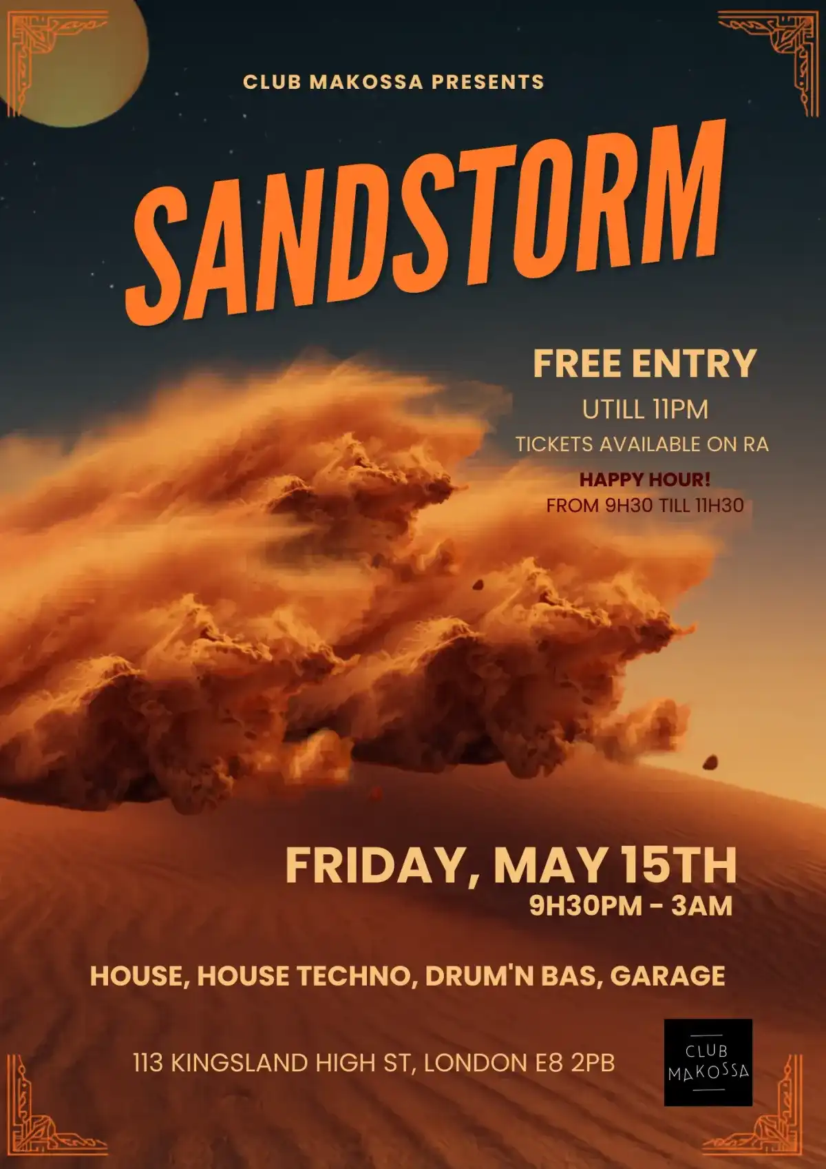 Sandstorm event poster