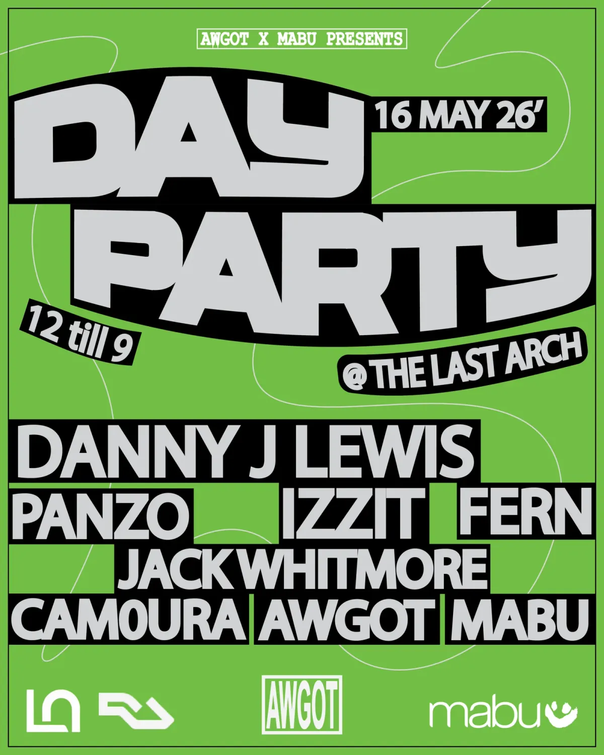 AWGOT DAY PARTY @ The Last Arch W/Mabu event poster