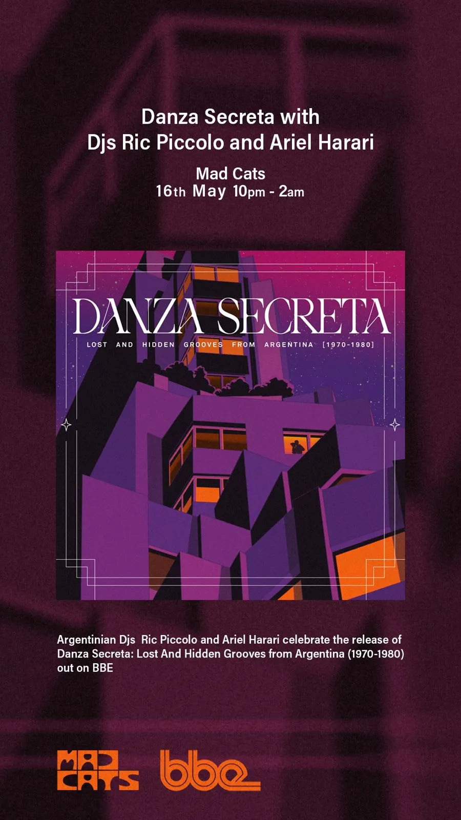 Danza Secreta Release Party W/ Harari & Ric Piccolo event poster