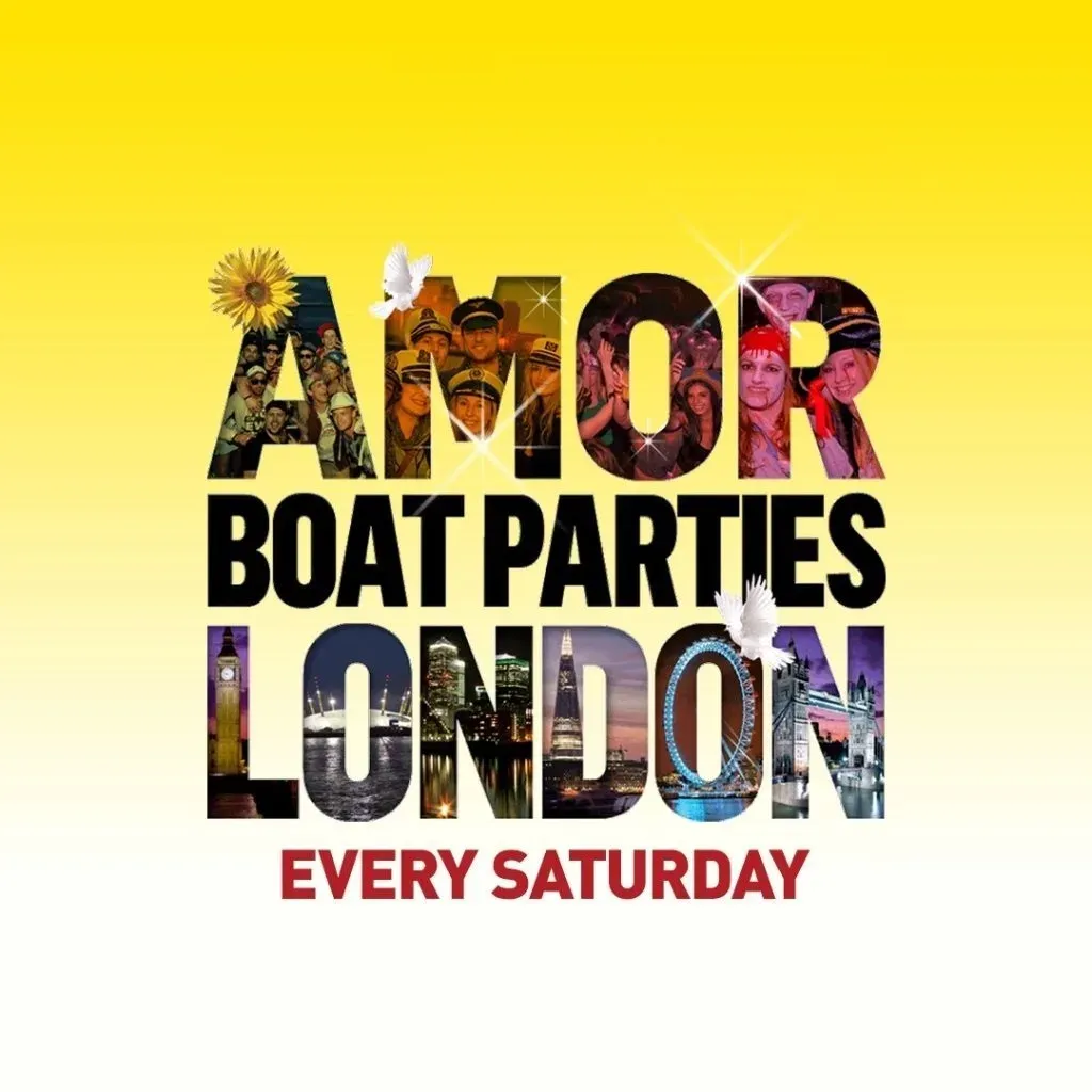 Amor London Boat party + after-party event poster