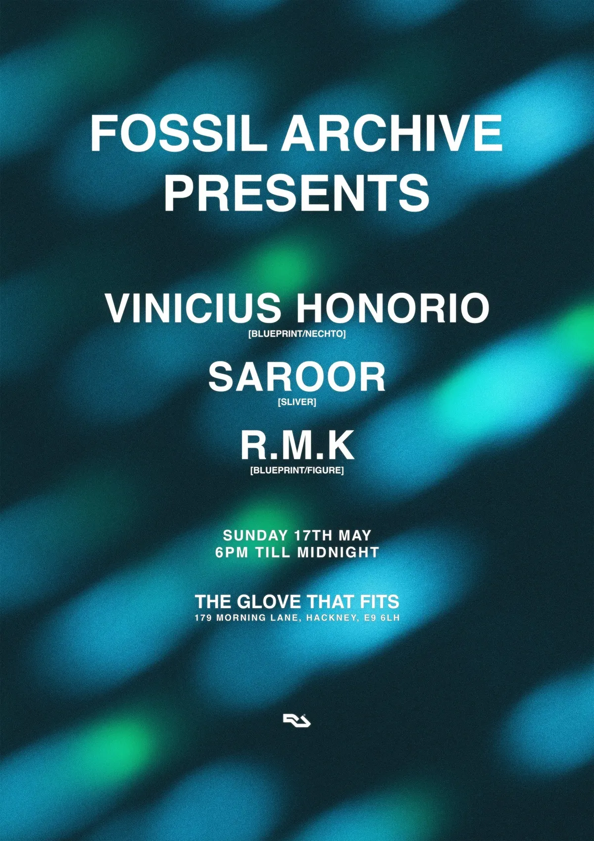 Fossil Archive presents: Vinicius Honorio, R.M.K, Saroor event poster